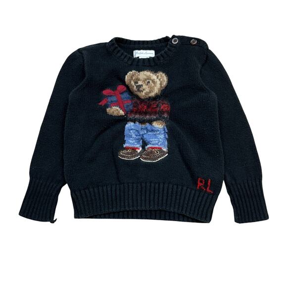 Ralph Lauren Wool Blend Christmas Polo Bear Sweater Baby 18M - Picture 1 of 9